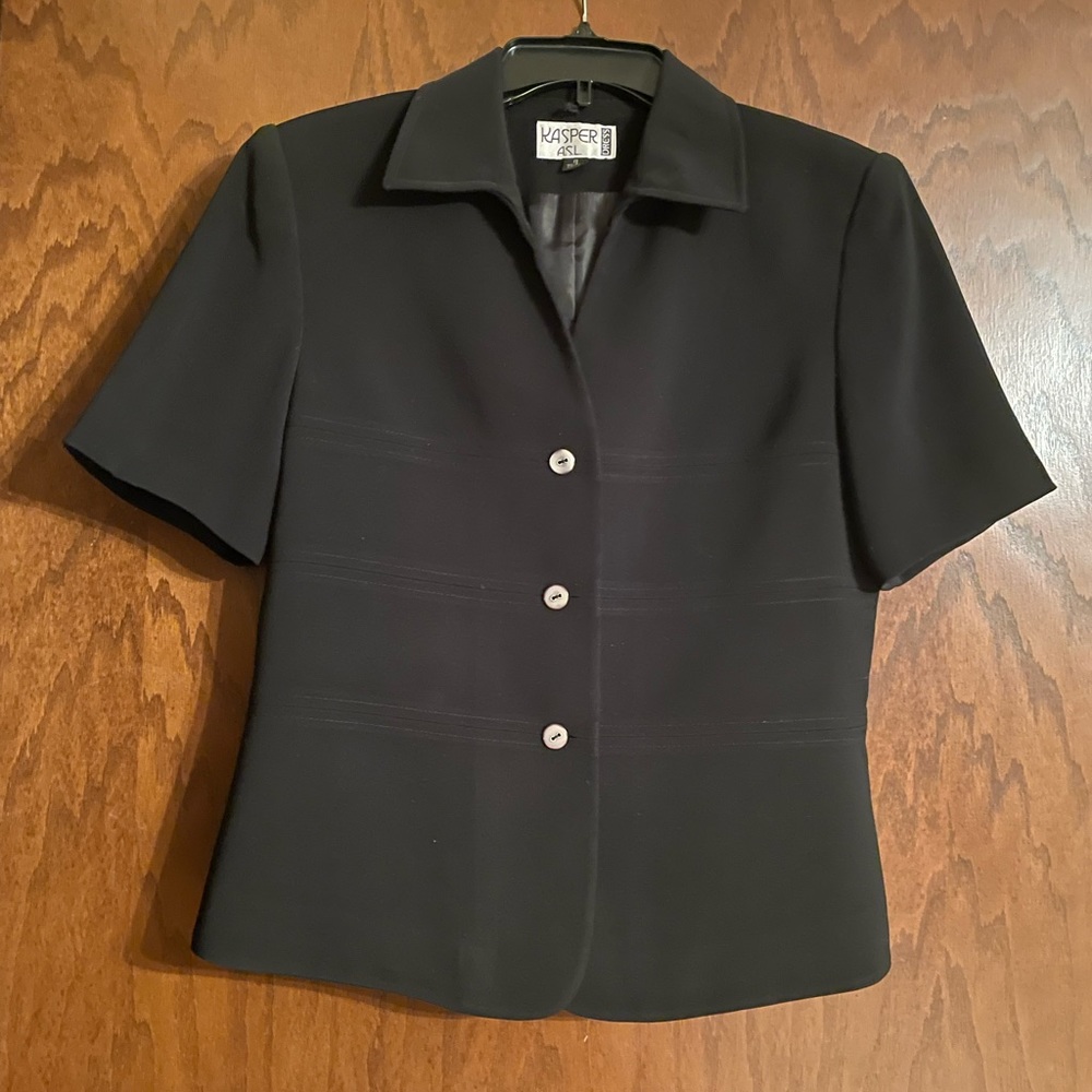 Kasper A.S.L. Black Short Sleeve Suit - Picture 2 of 7